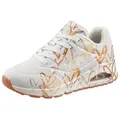 Skechers UNO - METALLIC LOVE Sneaker Freizeitschuh, Halbschuh, Schnürschuh mit trendigen Metallic-Print goldfarben|weiß 39 EU