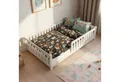 Juskys Kinderbett Naya, 120x200 cm Bodenbett aus Holz, mit Rausfallschutz & Lattenrost