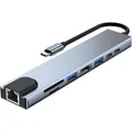 Lippa 8-in-1 87W USB-C PD 4K HDMI & Ethernet Hub USB-Hubs - 8 Anschlüsse - (USB-C, 8 Ports) (LPGQ22H121)