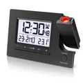 BEARWARE Digitaler Wecker, Projektionswecker, Wecker mit Projektion, Funkwecker digital, Datums- und Wochentagsanzeige, LED Hintergrundbeleuchtung, Snooze, 2 Weckalarme