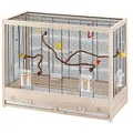 Ferplast Gabbia per Uccelli in legno FSC GIULIETTA 6, Gabbia Canarini, Cocorite e Uccelli esotici, Accessori inclusi, 81 x 41 x h 64 cm.