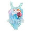 United Labels Disney Die Eiskönigin Badeanzug für Mädchen mit Rüschen, ELSA & Anna Frozen, Blau, 122-128, Schwimmanzug Kinder, Schwimmkleidung