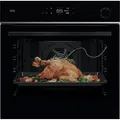 AEG Wifi Einbaubackofen, Serie 7 TFT-Full Touch-Farbdisplay mit Kochassistent, Pyrolyse, 25% Dampfunterstützung: Außen Knusprig & Innen Saftig, Kerntemperatursensor für punktgenaues Garen, TR7PB63ZSB