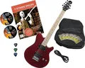 Rocktile Pro MM150-TR E-Gitarre Transparent Red mit Zubehör (Gitarren Gigbag Tasche, Kabel, Plektren, Gitarren Schule mit CD & DVD, Gitrarrensaiten)