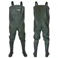 FortMen Wathose Herren Anglerhose mit Stiefel Gr 38-47 wasserdichte Watthosen Teich Fischer Watstiefel Hose (44)