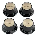 Musiclily Pro Imperial Zoll Gitarre Knöpfe Potiknöpfe Top Hat Reflector Knobs 2 Volume 2 Tone Control knobs Set für USA Les Paul SG E-Gitarre, Schwarz mit Gold Top
