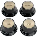 Gitarrenknöpfe Set 2 Volume 2 Tone Schwarz Gold für Gibson Les Paul SG