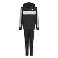 adidas Unisex Kinder Seasonal Essentials Tiberio 3 Stripes Fleece Track Suit, black/white/grey two, 9-10 Years