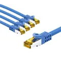 Patchkabel CAT 6A S/FTP (PiMF), 500 MHz mit CAT 7 Rohkabel, 1 m, blau, 5er Set