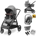 Maxi-Cosi Zelia S Trio Kinderwagen 3 in 1 Komplettset, Zusammenklappbar, Kompakt, Verstellbarer Baby Kinderwagen, mit CabrioFix S i-Size Babyschale... - Grau