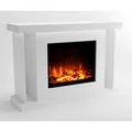 GLOW FIRE Elektrokamin mit Heizung und Kaminfeuer (Standkamin TARVOS) - elektrischer Kamin mit LED-Feuer in 3 Farben, Heizlüfter, Holz-Deko & Fernbedienung, 120x84x38 cm, Weiß