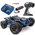 TRAXXAS TRX67097-4BLUE Rustler 4x4 Ultimate + 1x 2S 5000 mAh Akku und ID Lader