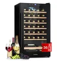 Weinkühlschrank 1 Zone 95 L Lagerschrank 36 Weinflaschen LED Touch Schwarz 43 dB