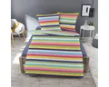 TRAUMSCHLAF Bettwäsche Rainbow, Biber, 3 teilig, buntes Streifendesign für den Winter
