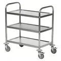 Kongamek Edelstahl- Tischwagen Rostfrei Mit 3 Böden 825x500mm Mit Polyurethanbereifung Und Bremse