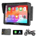 Carpuride W702B Motorrad GPS Carplay Bildschirm mit Design Halterung für BMW Motorräder, Kabelloses CarPlay und Android Auto, Tragbarer Wasserdichter 7" Touchscreen, Bluetooth Trans, Navigation, Siri.