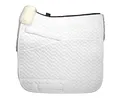 Engel Reitsport | SCHABRA1-D-WEI-WEI | Schabracke | Steppstoff | Lammfell im Sattelbereich | Half Lined | Fellkranz vorne | Dressur | Stoff weiß Fell weiß