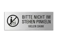 OFFORM DESIGN Hinweisschild Bitte nicht im Stehen pinkeln Aluminium silber-matt 175x65 mm, (1 St)
