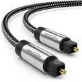 deleyCON 1,5m Toslink Kabel Nylon & Metallstecker Optisches Digital Audio Kabel