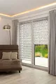 K-Home Klemmfix Doppelrollo Madrid ohne Bohren Stein Taupe Bedruckt 60 x 150 cm (B x L)