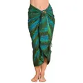 PANASIAM Sarong Pareo Tuch aus Viskose - blickdichtes Unisex Strandtuch & Wickelkleid, Viskose, in Größe L & XL - Wickelrock oder Bikini Cover-up für Damen & Herren blau|grün 250x116cm