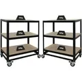 PROREGAL Mega Deal 2x Kommissionierwagen BÜFFEL Fahrbares Kommissionierregal 100x90x50cm 3 Ebenen Fachlast 50kg 2x Mit Feststellbremse Schwarz