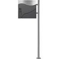 ECD Germany Standbriefkasten Anthrazit/Silber mit Zeitungsfach Pfosten Silber
