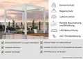 Pergola weiß inkl. LED Licht motorisiertem Dach 3x3x2,7m  Gartenpergola Pavillon