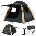 JUSKYS® Aufblasbares Camping Zelt EasyFlow M - 3 Personen Campingzelt mit Vordach, wasserdicht, UV-Schutz LSF 50, inklusive LED-Lampe & Zubehör