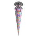 Step by Step Schultüte „Butterfly Luna“, lila, passend zum Schulranzen, aus recycelten PET-Flaschen, Verschluss aus Stoff, 5 l Füllvolumen, 70 cm Höhe