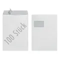 Herlitz Versandtasche C4 90 g Haftklebend mit Fenster, 100 Stück mit Innendruck in Folienpackung, eingeschweißt, weiß (100 Stück)