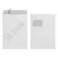 Herlitz Versandtasche C4 90 g Haftklebend mit Fenster, 50 Stück mit Innendruck in Folienpackung, eingeschweißt, weiß (50 Stück)