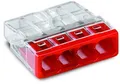 WAGO 2273-0204 COMPACT Verbindungsdosenklemme, 4 Fach, rot - Inhalt: 100 Stück
