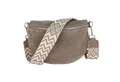 MIRROSI Bauchtasche Damen,Wildleder, Made in Italy,Umhängetasche, Brusttasche (Schultertasche für jeden Anlass (1 Tasche & 1 oder 2 Gurte), 26x20x8 cm, Reißverschlussfach auf der Rückseite), Crossbody Bag, gemusterten& verstellbaren Schulterriemen