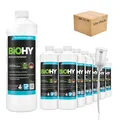 BiOHY Intensivreiniger (12 x 1L) + Dosierer | Bodenreiniger Konzentrat für starke Verschmutzungen | Reinigungsmittel für Reinigungsautomaten & Saugwischer | Schaumarm für Fliesen & Hartböden