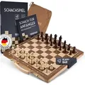 Falkenwerk Magnetisches Schachspiel & Dame - Holz [38x38 cm] - Handgefertigtes Schachbrett aus Echtholz