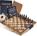 Falkenwerk Spiel magnetisches Schachspiel aus Holz [38x38 cm], Spielfiguren aus Echtholz mit Magnetfuß & Filz, Ratgeber & Tragetasche