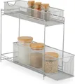 Relaxdays Küchenschrank Organizer, ausziehbares Unterschrank Regal, 2 Schubladen, Metall, HBT: 40 x 15 x 46 cm, silber