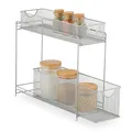 Relaxdays Küchenschrank Organizer, ausziehbares Unterschrank Regal, 2 Schubladen, Metall, HBT: 40 x 15 x 46 cm, Silber