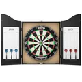 KOTO - Darts Centre Schwarz, Dartboard Schrank mit Classic Edition Dartscheibe, 6 Steel Dartpfeilen, Throwline & Zubehör
