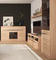 Set Wohnwand und Sideboard mit Beleuchtung SANFORD-129 in Eiche hell Nb.