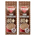 HEARTS Typ Trinkschokolade, 2er Pack, 2 x 1 kg, ca. 80 Portionen pro Beutel, fettreduziert, besonders cremig, Instant Pulver für Trinkschokolade im Vorratsbeutel
