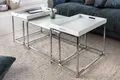 riess-ambiente Couchtisch ELEMENTS 75cm weiß / silber (Set, 3-St), Wohnzimmer · Holzwerkstoff · Metall · abnehmbares Tablett · Design