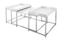 Beistelltisch 3er Set mit 2 abnehmbaren Tabletts Weiß Chrom Sofa Beistell Tisch