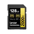 Lexar Professional 2000x SD Karte 128GB, SDXC UHS-II Speicherkarte ohne Lesegerät, Bis Zu 300MB/s Lesen, Class 10, U3, V90 SD Speicherkarte für DSLR, Videokameras in Kinoqualität (LSD2000128G-BNNAG)