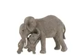 J-line Tierfigur Elefant Mutter & Kind Figur Polyresin grau, detailreiche Elefantenfigur