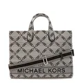 Borsa tote michael kors gigi con logo empire jacquard - bianco nero - uni