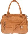 Große Damen Tasche Schultertasche Umhängetasche Henkeltasche Leder Optik Bag Cognac