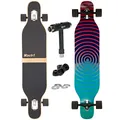 Camber Longboard mit Keramik Kugellager in Flex1 Drop Through Cruiser Freeride Skaten Komplettboard mit T-Tool