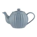 PRICE&KENSINGTON Luxe Steinzeug Teekanne 6 Tassen, Blau glänzend, 1,1 L Teekanne mit elegant geriffelten Cafetieren, charmanter Tee Zubereiter für Zuhause und als Geschenk für Teeliebhaber